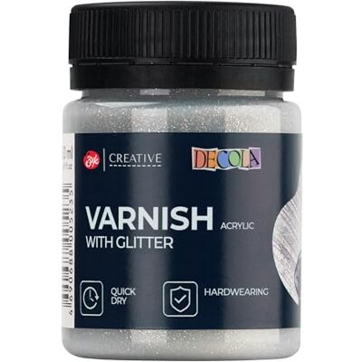Decola verniz acrílico efeito purpurina 50 ml protege UV pó Verniz final com purpurina de 50 ml, sela as obras acrílicas e protege dos raios UV, pó e amarelecimento Decola verniz acrílico efeito purpurina 50 ml protege UV pó Verniz final com purpurina de 50 ml, sela as obras acrílicas e protege dos raios UV, pó e amarelecimento