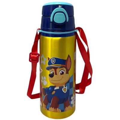 Cartoon Garrafa de alumínio com palhinha Paw Patrol 730 ml com abertura automática pop-up para crianças, inclui alça de ombro Cartoon Garrafa de alumínio com palhinha Paw Patrol 730 ml com abertura automática pop-up para crianças, inclui alça de ombro