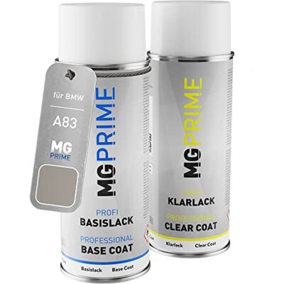 PRiME Tinta automotiva em spray para BMW A83 Glaciersilber II Metall. + Glacier Silver Metallic / Glaciersilber II Metallic, kit camada de base verniz, aerossóis 400 ml PRiME Tinta automotiva em spray para BMW A83 Glaciersilber II Metall. + Glacier Silver Metallic / Glaciersilber II Metallic, kit camada de base verniz, aerossóis 400 ml