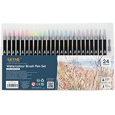 ARTME Conjunto de 24 canetas de aguarela com uma escova de água ARTME Conjunto de 24 canetas de aguarela com uma escova de água