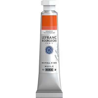 Lefranc Bourgeois Óleo extra fino de 20 ml, tubo de pintura, laranja transparente Lefranc Bourgeois Óleo extra fino de 20 ml, tubo de pintura, laranja transparente