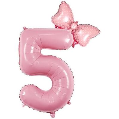 DIWULI Balões 5 anos XXL número rosa borboleta DIWULI Balões 5 anos XXL número rosa borboleta