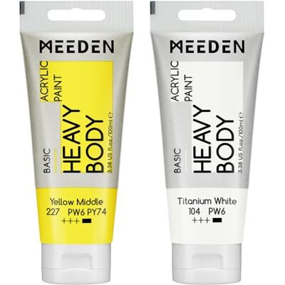 MEEDEN Tinta acrílica ambiente amarelo: 100 ml de espessura do tubo de pintura acrílica, com titânio branco adicional, para pintura de arte em tela MEEDEN Tinta acrílica ambiente amarelo: 100 ml de espessura do tubo de pintura acrílica, com titânio branco adicional, para pintura de arte em tela