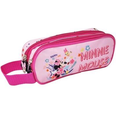 Disney Estojo Minnie Mouse Mickey Happy to Be Me para a escola com 2 compartimentos 22 x 5 cm fecho de correr Disney Estojo Minnie Mouse Mickey Happy to Be Me para a escola com 2 compartimentos 22 x 5 cm fecho de correr