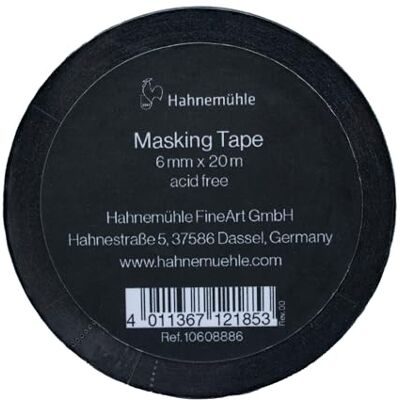 Hahnemühle Fita adesiva washi impermeável para aguarela 20 metros de comprimento (preto, 6 mm) Hahnemühle Fita adesiva washi impermeável para aguarela 20 metros de comprimento (preto, 6 mm)