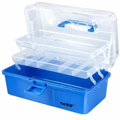 HMF Costurero desplegable con 3 niveles, caja organizadora para piezas pequeñas 33 x 20 x 15 cm Azul HMF Costurero desplegable con 3 niveles, caja organizadora para piezas pequeñas 33 x 20 x 15 cm Azul