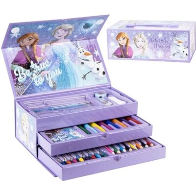 Disney Frozen Conjunto de papelaria, inclui lápis de cor, marcadores, aguarelas, pincel, esponja, lapize, lápis de capunt, rascunho, cera de cor, caderno, estojo da bolsa, conjunto escolar meninas Disney Frozen Conjunto de papelaria, inclui lápis de cor, marcadores, aguarelas, pincel, esponja, lapize, lápis de capunt, rascunho, cera de cor, caderno, estojo da bolsa, conjunto escolar meninas