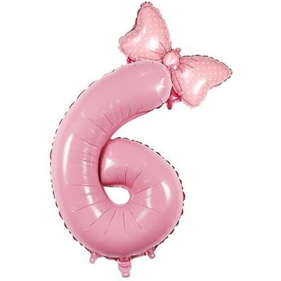 DIWULI Balões 6 anos XXL número rosa borboleta DIWULI Balões 6 anos XXL número rosa borboleta