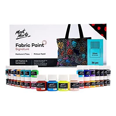 MONT MARTE Tinta para tecido, 36 peças x 20 ml, pinturas têxteis permanentes, cores brilhantes para roupas, malas e todos os tecidos MONT MARTE Tinta para tecido, 36 peças x 20 ml, pinturas têxteis permanentes, cores brilhantes para roupas, malas e todos os tecidos