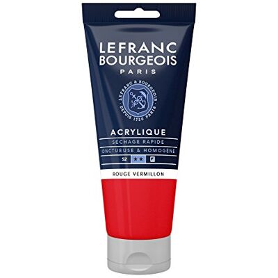 Lefranc Bourgeois Tinta acrílica fina, vermelho-vermelhão, tubo 80 ml, 80 Lefranc Bourgeois Tinta acrílica fina, vermelho-vermelhão, tubo 80 ml, 80