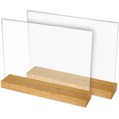 HMF 46945 Suporte de mesa de acrílico com base de madeira, 2 peças, DIN A4 paisado, transparente HMF 46945 Suporte de mesa de acrílico com base de madeira, 2 peças, DIN A4 paisado, transparente