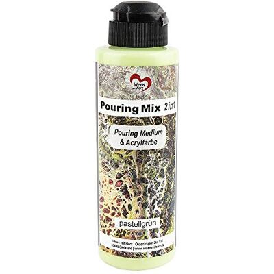 Ideen mit Herz Pouring Mix 2 em 1 frasco de tinta acrílica e substância para derramar, 180 ml, não é necessário misturar com líquidos, substâncias ou óleo de silicone (verde pastel) Ideen mit Herz Pouring Mix 2 em 1 frasco de tinta acrílica e substância para derramar, 180 ml, não é necessário misturar com líquidos, substâncias ou óleo de silicone (verde pastel)