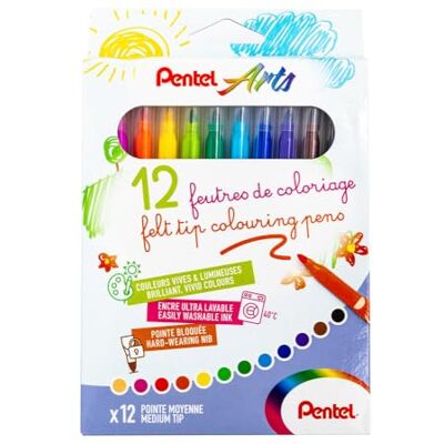 Pentel Marcadores de tinta ultra laváveis, várias cores Pentel Marcadores de tinta ultra laváveis, várias cores