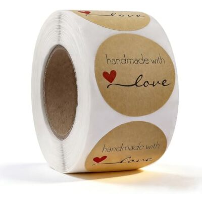 CHUANGOU 500 peças/rolo etiquetas feitas à mão, rolos redondos de etiquetas para presentes, etiquetas Handmade, feito à mão com autocolantes de amor para assar, sacos de presente, casamento, ação de graças CHUANGOU 500 peças/rolo etiquetas feitas à mão, rolos redondos de etiquetas para presentes, etiquetas Handmade, feito à mão com autocolantes de amor para assar, sacos de presente, casamento, ação de graças
