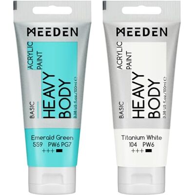 MEEDEN Tinta Acrílica Verde Esmeralda: 100 ml de Tinta Acrílica Espessa em Tubo, com Titânio Branco Adicional, Para Madeira, Tecido e Vidro MEEDEN Tinta Acrílica Verde Esmeralda: 100 ml de Tinta Acrílica Espessa em Tubo, com Titânio Branco Adicional, Para Madeira, Tecido e Vidro
