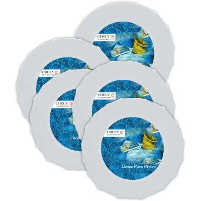 CHELY INTERMARKET Telas redondas para pintar 20 cm MOD-56002 (pack x 5 unidades) 100% algodão 280 gs/adequado para óleo, acrílico e técnica mista branco, tela (56002-20 * 5-0,17) CHELY INTERMARKET Telas redondas para pintar 20 cm MOD-56002 (pack x 5 unidades) 100% algodão 280 gs/adequado para óleo, acrílico e técnica mista branco, tela (56002-20 * 5-0,17)