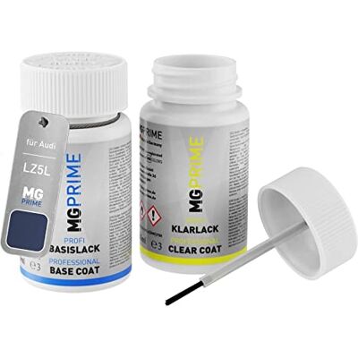PRiME Lápis de retoque para Audi LZ5L / Z5L / Q5 Mingblau Perleffekt +1K Ming Blue Pearl Metallic, pintura automotiva, kit camada de base verniz, frascos de pintura com pincel, 50 ml cada PRiME Lápis de retoque para Audi LZ5L / Z5L / Q5 Mingblau Perleffekt +1K Ming Blue Pearl Metallic, pintura automotiva, kit camada de base verniz, frascos de pintura com pincel, 50 ml cada