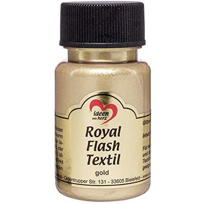 Ideen mit Herz Tinta têxtil metalizada Royal Flash cor metálica de alto brilho, adequado para tecidos e tecidos claros e escuros, t-shirts, sacos, roupas, 50 ml (ouro) Ideen mit Herz Tinta têxtil metalizada Royal Flash cor metálica de alto brilho, adequado para tecidos e tecidos claros e escuros, t-shirts, sacos, roupas, 50 ml (ouro)