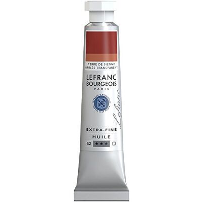 Lefranc Bourgeois Óleo extra fino de 20 ml, tubo de pintura, terra de siena torrada transparente Lefranc Bourgeois Óleo extra fino de 20 ml, tubo de pintura, terra de siena torrada transparente