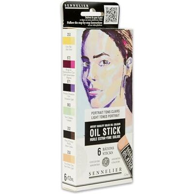 Sennelier Conjunto de 6 mini pauzinhos de óleo, cores brilhantes, Sennelier Conjunto de 6 mini pauzinhos de óleo, cores brilhantes,