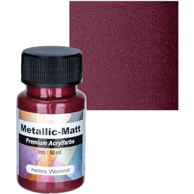 Ideen mit Herz Tinta acrílica mate de alta qualidade, opaca, com efeito metálico, à base de água, 50 ml (vinho claro vermelho) Ideen mit Herz Tinta acrílica mate de alta qualidade, opaca, com efeito metálico, à base de água, 50 ml (vinho claro vermelho)