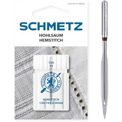 SCHMETZ Vainica 120/19 1 agulha para máquina de costura 130/705 H-WING para praticamente todas as máquinas de costura domésticas convencionais com função de ziguezague SCHMETZ Vainica 120/19 1 agulha para máquina de costura 130/705 H-WING para praticamente todas as máquinas de costura domésticas convencionais com função de ziguezague