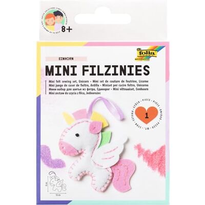 Folia Mini Filzinies Pendente de unicórnio (15 peças, feltro para fazer um pingente costurado à mão, para crianças a partir de 8 anos, multicolorido Folia Mini Filzinies Pendente de unicórnio (15 peças, feltro para fazer um pingente costurado à mão, para crianças a partir de 8 anos, multicolorido