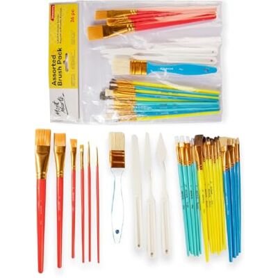 MONT MARTE Pincéis para iniciantes, 26 peças, conjunto de pincéis ideais para pinturas a óleo, acrílico, guache MONT MARTE Pincéis para iniciantes, 26 peças, conjunto de pincéis ideais para pinturas a óleo, acrílico, guache