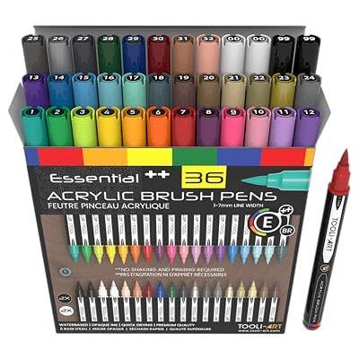 ART Lote de 36 marcadores de tinta acrílica com ponta de pincel suave de 1 a 7 mm para letras, pintura em rocha, álbuns de recortes, vidro, canecas, madeira, metal, tecido, plástico, não tóxicos, à base ART Lote de 36 marcadores de tinta acrílica com ponta de pincel suave de 1 a 7 mm para letras, pintura em rocha, álbuns de recortes, vidro, canecas, madeira, metal, tecido, plástico, não tóxicos, à base