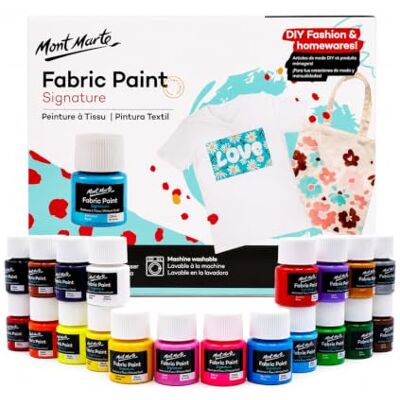 MONT MARTE Tinta para tecido, 20 peças x 20 ml, pintura têxtil – cores ideais para roupas, malas e todos os tecidos MONT MARTE Tinta para tecido, 20 peças x 20 ml, pintura têxtil – cores ideais para roupas, malas e todos os tecidos