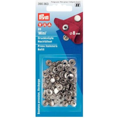 Prym 390363-1 Botões, metal, prata, 8 mm de diâmetro Prym 390363-1 Botões, metal, prata, 8 mm de diâmetro