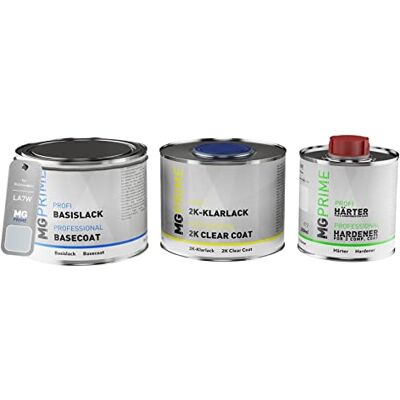 PRiME Tinta automotiva frascos para Volkswagen VW LA7W / A7W / 8E 1,25L Prata Reflex Metallic / Reflexsilber Metallic, kit camada de base verniz 2K endurecedor, pronto a usar PRiME Tinta automotiva frascos para Volkswagen VW LA7W / A7W / 8E 1,25L Prata Reflex Metallic / Reflexsilber Metallic, kit camada de base verniz 2K endurecedor, pronto a usar