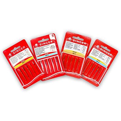 Singer Kit de 4 pacotes de 5 agulhas para costura universais algodão e malha (Stretch) espessuras 80/12 e 90/14 130/705 Singer Kit de 4 pacotes de 5 agulhas para costura universais algodão e malha (Stretch) espessuras 80/12 e 90/14 130/705