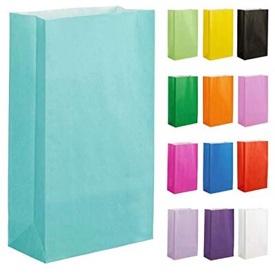 Thepaperbagstore 20 sacos festa papel azul claro 14 x 24,5 x 7 cm Thepaperbagstore 20 sacos festa papel azul claro 14 x 24,5 x 7 cm