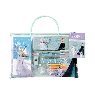 Disney Frozen Elsa Livro para colorir livro de atividades Conjunto de escrita e desenho com lápis, canetas, autocolantes, mini caderno e desenhos grandes numa capa transparente, +3 Disney Frozen Elsa Livro para colorir livro de atividades Conjunto de escrita e desenho com lápis, canetas, autocolantes, mini caderno e desenhos grandes numa capa transparente, +3