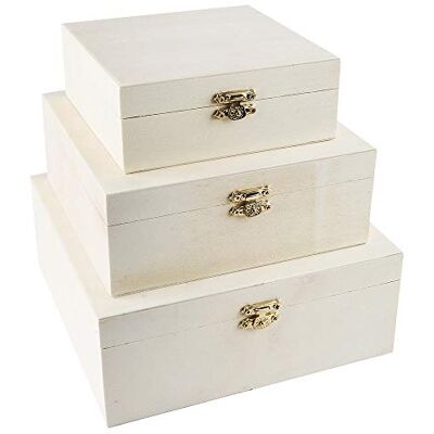 Ideen mit Herz Ideias com coração Caixa de madeira com tampa conjunto de 3 unidades pequeno com fecho de metal 3 tamanhos diferentes 20 x 20 x 8 cm 17 x 17 x 6,5 cm e 13,8 x 13,8 x 5,2 cm para artesanato e pintura Ideen mit Herz Ideias com coração Caixa de madeira com tampa conjunto de 3 unidades pequeno com fecho de metal 3 tamanhos diferentes 20 x 20 x 8 cm 17 x 17 x 6,5 cm e 13,8 x 13,8 x 5,2 cm para artesanato e pintura