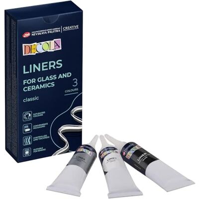 Decola Marcador acrílico à base de água, 3 x 18 ml, para porcelana e vidro, cores branco, cinza e preto, fabricado por Nevskaya Palitra Contornos acrílicos base agua 3x18 ml blanco gris negro, trazos precisos sobre porcelana, vidrio y cerámica Decola Marcador acrílico à base de água, 3 x 18 ml, para porcelana e vidro, cores branco, cinza e preto, fabricado por Nevskaya Palitra Contornos acrílicos base agua 3x18 ml blanco gris negro, trazos precisos sobre porcelana, vidrio y cerámica