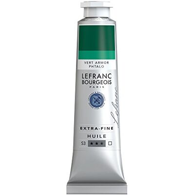 Lefranc Bourgeois Óleo extra fino de 40 ml, tubo de pintura, verde armor Ftalo Lefranc Bourgeois Óleo extra fino de 40 ml, tubo de pintura, verde armor Ftalo