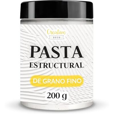 Creative Pasta estrutural de grão fino 200 g massa branca para projetos artísticos para pintura acrílica, fácil de usar com espátula para criar efeitos 3D, estruturas, texturas Creative Pasta estrutural de grão fino 200 g massa branca para projetos artísticos para pintura acrílica, fácil de usar com espátula para criar efeitos 3D, estruturas, texturas