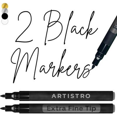 Artistro 2 Pens de tinta acrílica preta para pintura de pedra cerâmica madeira vidro metal plástico 0,7 mm Extra fina Tip Paint Markers Ideal para o fabrico DIY Crafts Art Projects Artistro 2 Pens de tinta acrílica preta para pintura de pedra cerâmica madeira vidro metal plástico 0,7 mm Extra fina Tip Paint Markers Ideal para o fabrico DIY Crafts Art Projects