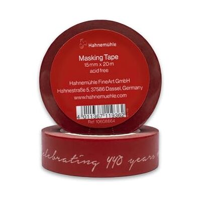 Hahnemühle Fita adesiva, fita Washi impermeável, adequada para aguarela, 20 metros de comprimento (vermelho, 15 mm) Hahnemühle Fita adesiva, fita Washi impermeável, adequada para aguarela, 20 metros de comprimento (vermelho, 15 mm)