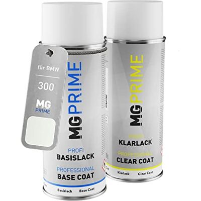 PRiME Tinta automotiva em spray para BMW 300/751 Alpinweiss III +1K Alpine White 3, kit camada de base verniz, aerossóis 400 ml PRiME Tinta automotiva em spray para BMW 300/751 Alpinweiss III +1K Alpine White 3, kit camada de base verniz, aerossóis 400 ml