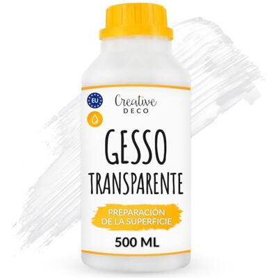 Creative Gesso profissional transparente 500 ml Tinta acrílica Preparação Primer primário cobertura ideal para preparar cada superfície para decoupage artesanato artesanato Creative Gesso profissional transparente 500 ml Tinta acrílica Preparação Primer primário cobertura ideal para preparar cada superfície para decoupage artesanato artesanato