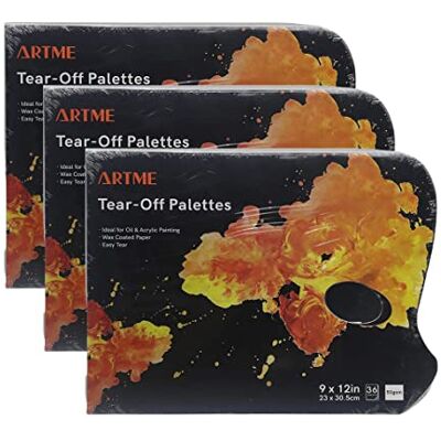 ARTME Paleta de 36 folhas de papel de 23 x 30,5 cm, 3 unidades 50 g/m², com orifício de polegar, fácil de usar, acrílico ARTME Paleta de 36 folhas de papel de 23 x 30,5 cm, 3 unidades 50 g/m², com orifício de polegar, fácil de usar, acrílico