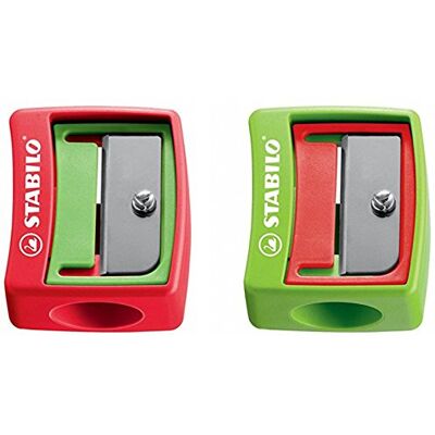 STABILO Apontador de lápis , de plástico, para lápis extra grosso (disponível em 5 cores), cor vermelho/verde claro STABILO Apontador de lápis , de plástico, para lápis extra grosso (disponível em 5 cores), cor vermelho/verde claro
