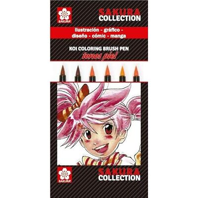 Conjunto de Marcadores Manga Sakura Koi - 6 Cores para Desenho & Ilustração Conjunto de Marcadores Manga Sakura Koi - 6 Cores para Desenho & Ilustração