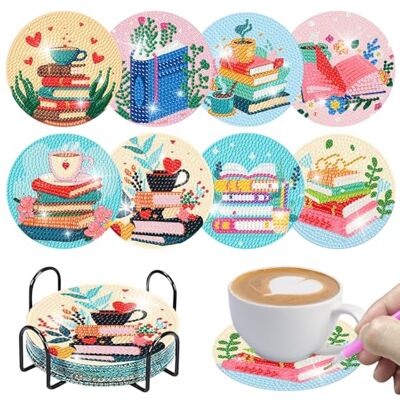 DaaJu 8 Pintura de diamante porta-copos, kits de base de copos de pintura de Com suporte, acrílico porta-copos de diamantes DIY, 5D para iniciantes para adultos crianças iniciantes DaaJu 8 Pintura de diamante porta-copos, kits de base de copos de pintura de Com suporte, acrílico porta-copos de diamantes DIY, 5D para iniciantes para adultos crianças iniciantes