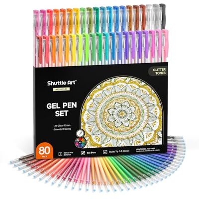 Shuttle 80 Canetas de Gel com Glitter, Conjunto de 40 Canetas de Glitter e 40 Recargas, Canetas de Gel para Adultos Livros, Canetas de Cores para Colorir Artesanato Scrapbooking Journaling Boligrafos Purpurina Gel para Adultos Libros, Boligrafos Colores Shuttle 80 Canetas de Gel com Glitter, Conjunto de 40 Canetas de Glitter e 40 Recargas, Canetas de Gel para Adultos Livros, Canetas de Cores para Colorir Artesanato Scrapbooking Journaling Boligrafos Purpurina Gel para Adultos Libros, Boligrafos Colores