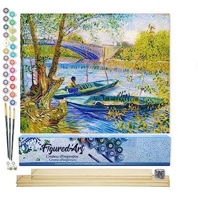 Pintar por NSJFS Adultos pesca na primavera, Pont de Clichy Van Gogh Artesanato pintura acrílica kit quadro DIY completo 40 x 50 cm monta a sua própria moldura Pintar por NSJFS Adultos pesca na primavera, Pont de Clichy Van Gogh Artesanato pintura acrílica kit quadro DIY completo 40 x 50 cm monta a sua própria moldura