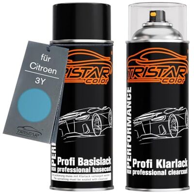TRISTARcolor Pintura do carro conjunto de frascos de spray para Citroen 3Y azul lúcia per. Tinta base de pintura transparente spray 400 ml Kit capa de base + barniz, Aerosoles 400ml TRISTARcolor Pintura do carro conjunto de frascos de spray para Citroen 3Y azul lúcia per. Tinta base de pintura transparente spray 400 ml Kit capa de base + barniz, Aerosoles 400ml